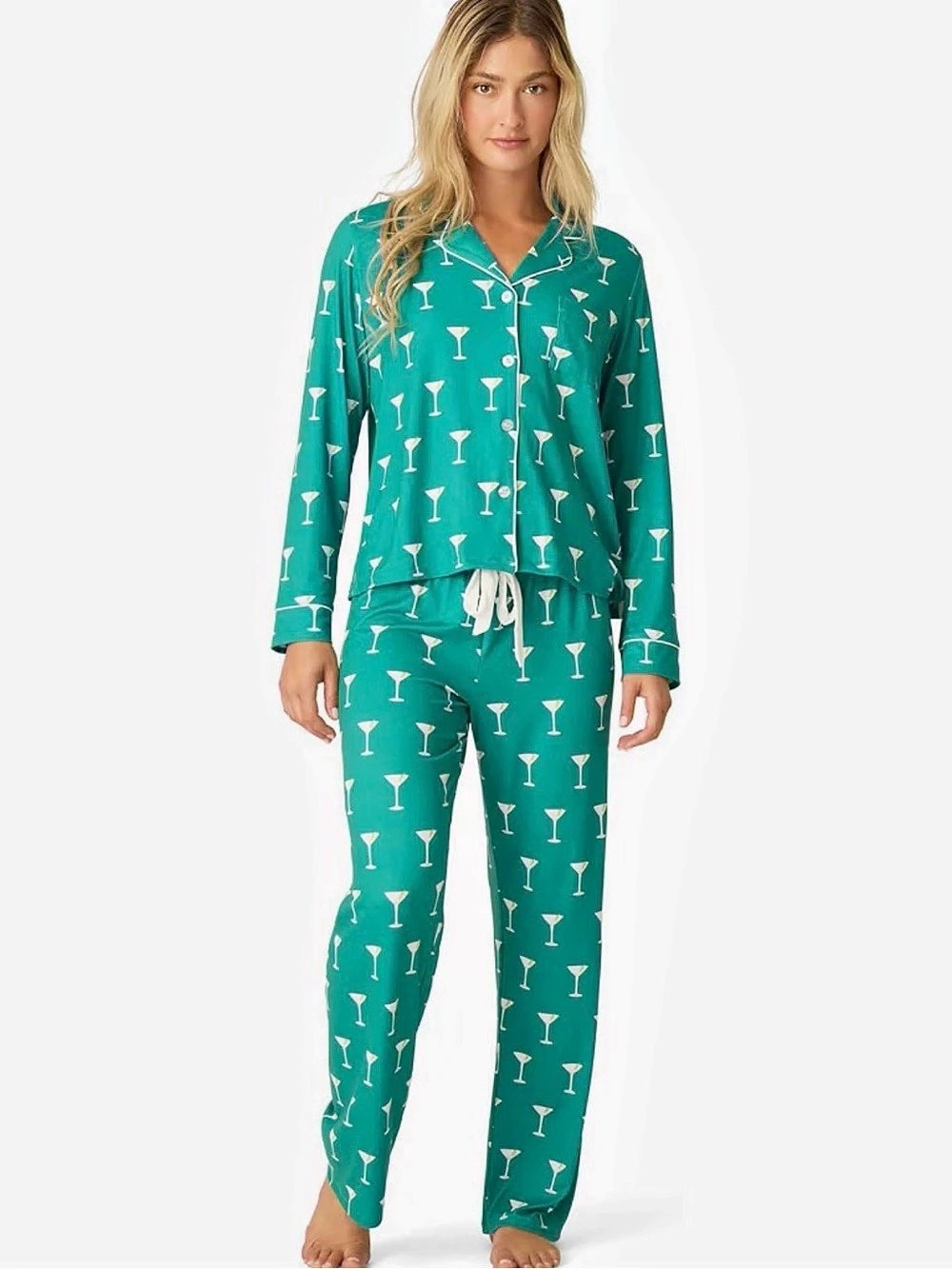 🔥🆕🔥P.J. Salvage Martini Print PJ Set Cocktail Print Green & White Large